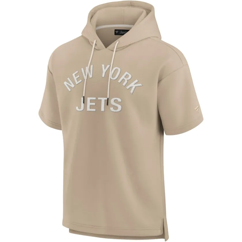 Sweatshirts & Fleece|Men^New York Jets Unisex Fanatics Khaki Elements Super Soft Fleece Short Sleeve Pullover Hoodie