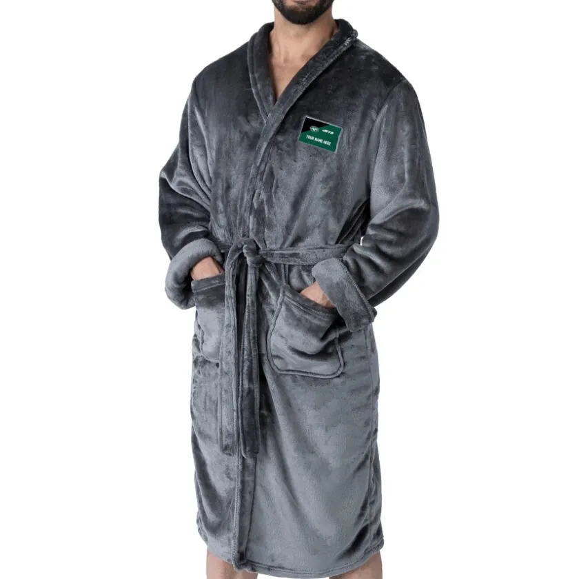 Underwear & Sleepwear|Underwear & Sleepwear^New York Jets Unisex The Northwest Group Gray Snipe Personalized Robe