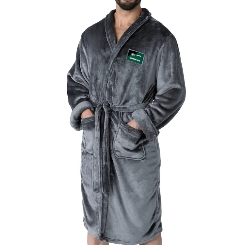 Underwear & Sleepwear|Underwear & Sleepwear^New York Jets Unisex The Northwest Group Gray Snipe Personalized Robe