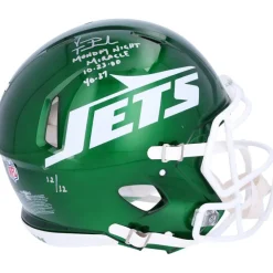 Autographed Items|Helmets^New York Jets Vinny Testaverde Autographed Riddell Speed Authentic Helmet With Monday Night Miracle Inscriptions - Limited Edition #12/12