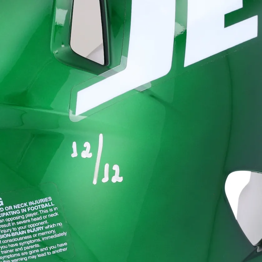 Autographed Items|Helmets^New York Jets Vinny Testaverde Autographed Riddell Speed Authentic Helmet With Monday Night Miracle Inscriptions - Limited Edition #12/12