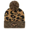 Hats|Women^New York Jets Women's '47 Brown Rosette Cuffed Knit Hat With Pom