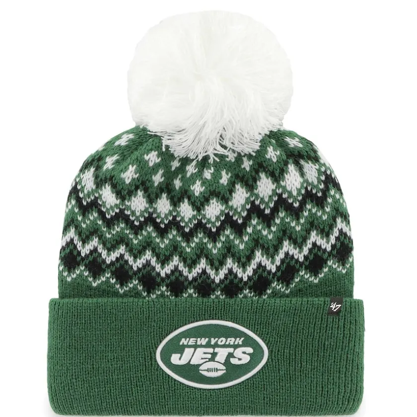 Hats|Women^New York Jets Women's '47 Green Elsa Cuffed Knit Hat With Pom
