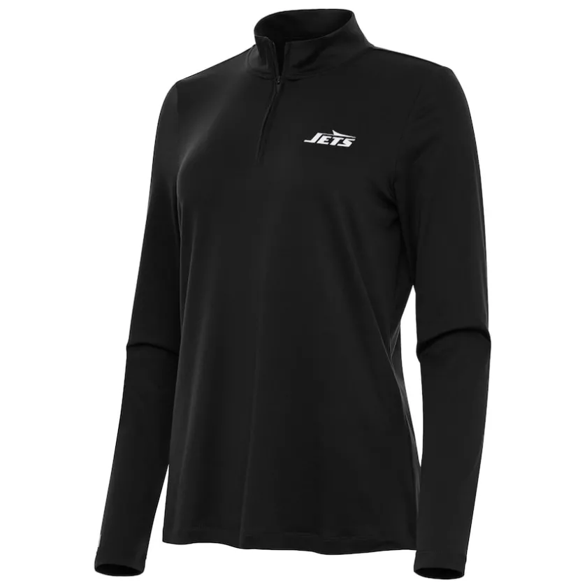 Jackets|Sweatshirts & Fleece^New York Jets Women's Antigua Black Reprocess Quarter-Zip Top