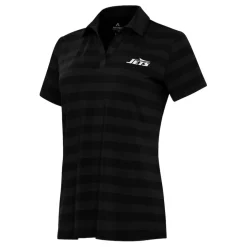Polos^New York Jets Women's Antigua Black Tunnel Polo
