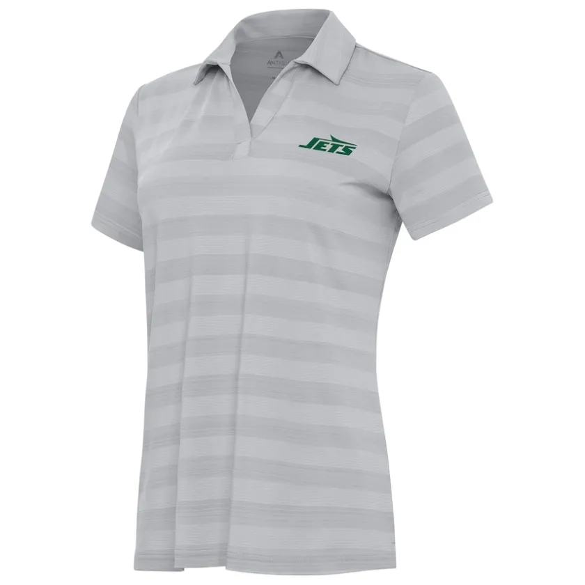 Polos^New York Jets Women's Antigua Gray Tunnel Polo