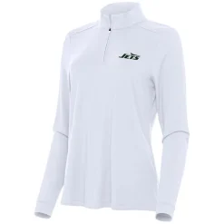 Jackets|Sweatshirts & Fleece^New York Jets Women's Antigua White Intent Quarter-Zip Sweatshirt