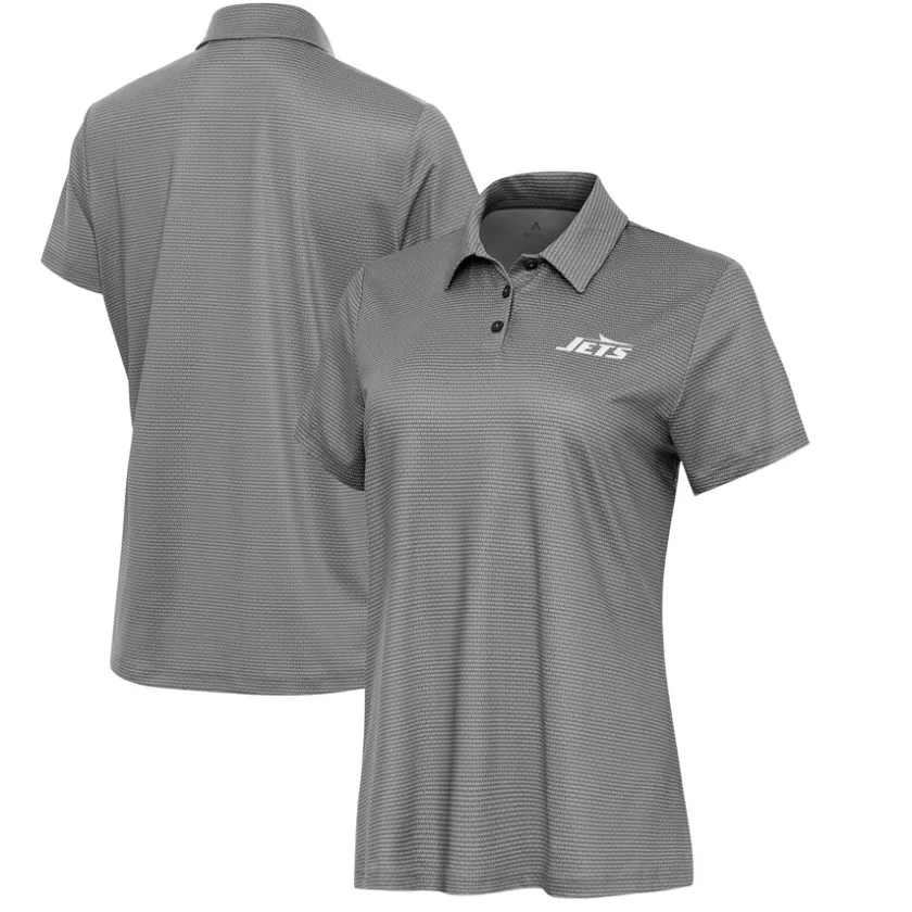 Polos^New York Jets Women's Antigua White/Black Rings Polo