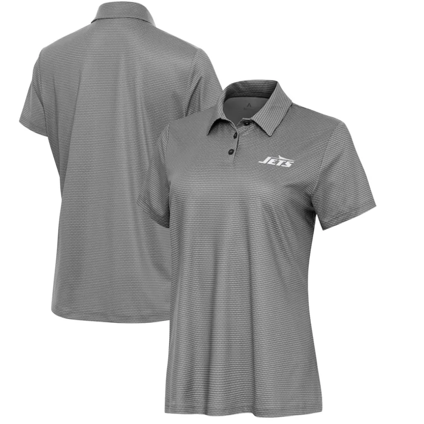 Polos^New York Jets Women's Antigua White/Black Rings Polo