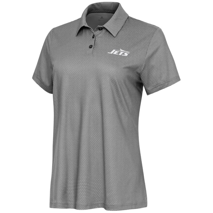 Polos^New York Jets Women's Antigua White/Black Rings Polo