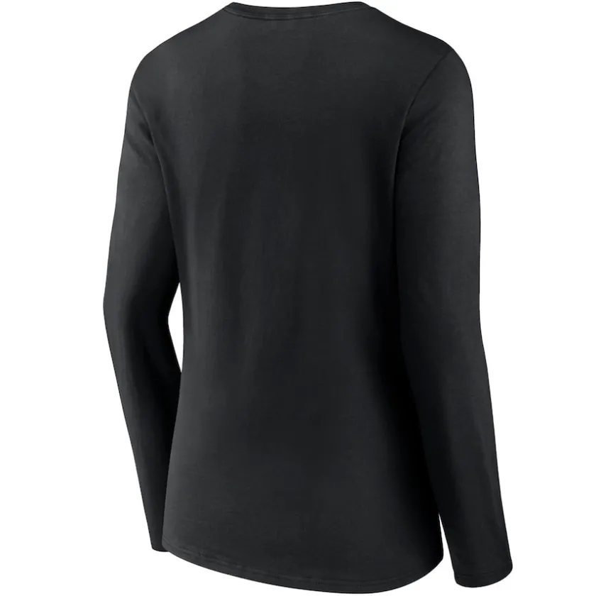 Long Sleeved^New York Jets Women's Black Primary Team Logo Long Sleeve V-Neck T-Shirt