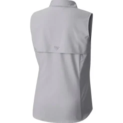 Tank Tops^New York Jets Women's Columbia Gray PFG Tamiami Omni-Shade Sleeveless Button-Up Shirt