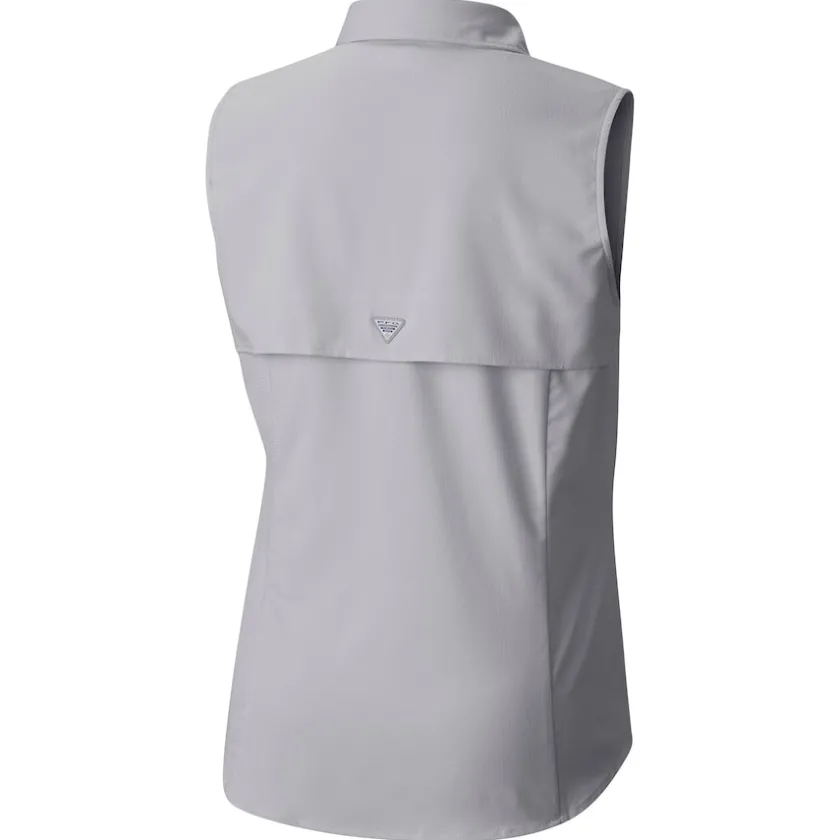 Tank Tops^New York Jets Women's Columbia Gray PFG Tamiami Omni-Shade Sleeveless Button-Up Shirt