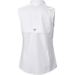Tank Tops^New York Jets Women's Columbia White PFG Tamiami Omni-Shade Sleeveless Button-Up Shirt