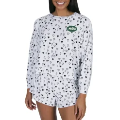 Underwear & Sleepwear^New York Jets Women's Concepts Sport White Epiphany Long Sleeve Top & Shorts Set