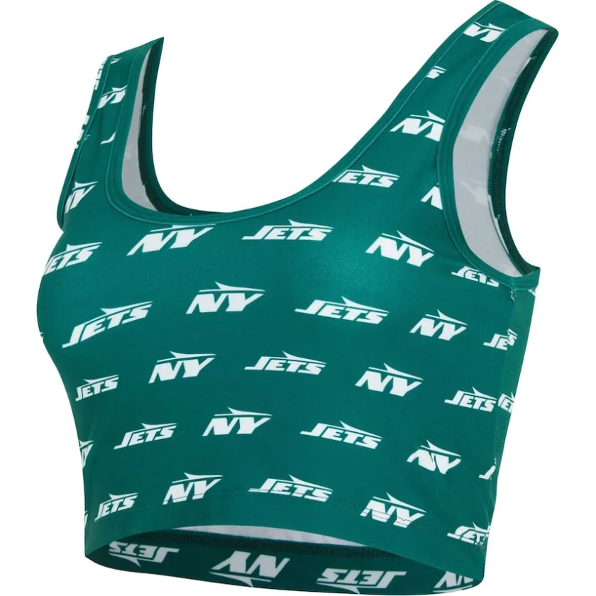 Underwear & Sleepwear^New York Jets Women's Concepts Sport Green Record Allover Print Bralette