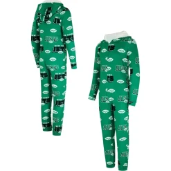 Underwear & Sleepwear^New York Jets Women's Concepts Sport Kelly Green Throwback Roadway Allover Print Microfleece Full-Zip Union Suit