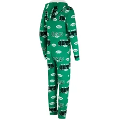 Underwear & Sleepwear^New York Jets Women's Concepts Sport Kelly Green Throwback Roadway Allover Print Microfleece Full-Zip Union Suit
