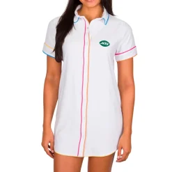 Underwear & Sleepwear^New York Jets Women's Concepts Sport White Flutter Knit Button-Up Nightshirt