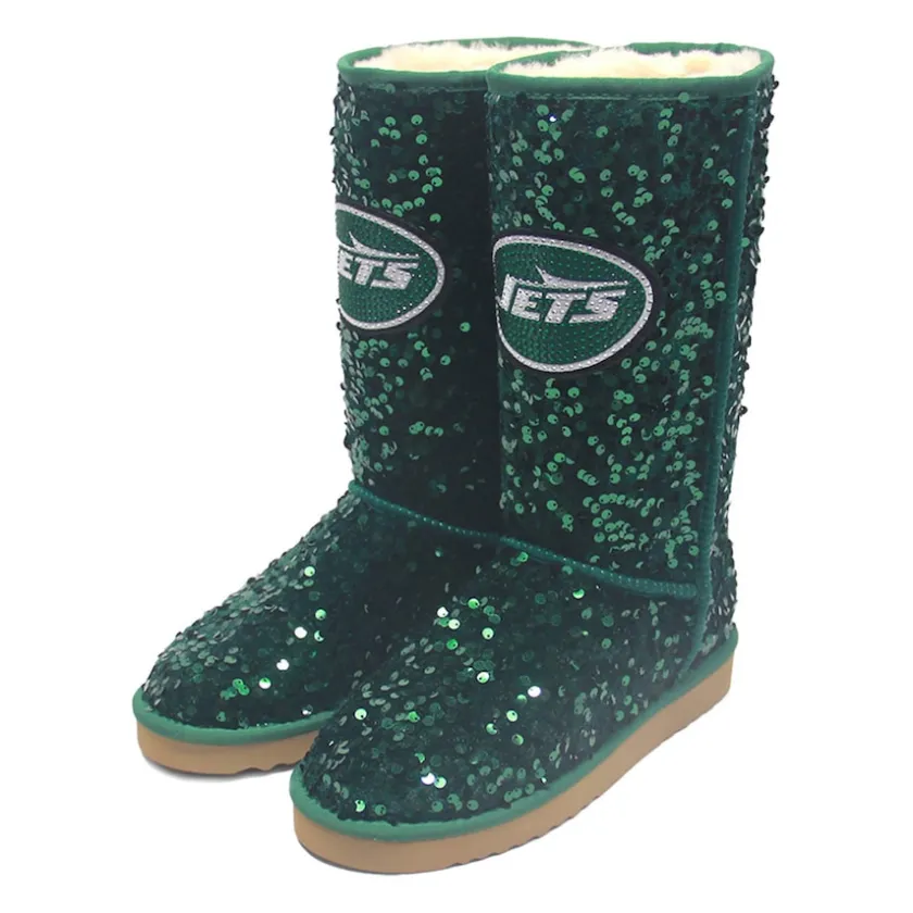 Shoes & Socks^New York Jets Women's Cuce Green Tall Sequin Boots