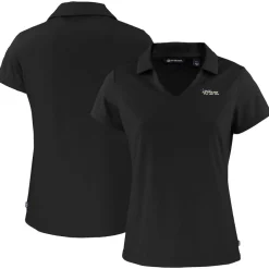 Polos^New York Jets Women's Cutter & Buck Black Throwback Daybreak Eco Recycled V-Neck Polo