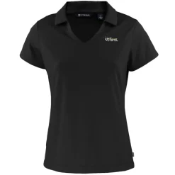 Polos^New York Jets Women's Cutter & Buck Black Throwback Daybreak Eco Recycled V-Neck Polo