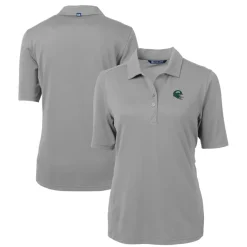 Polos^New York Jets Women's Cutter & Buck Gray DryTec Virtue Eco Pique Recycled Polo