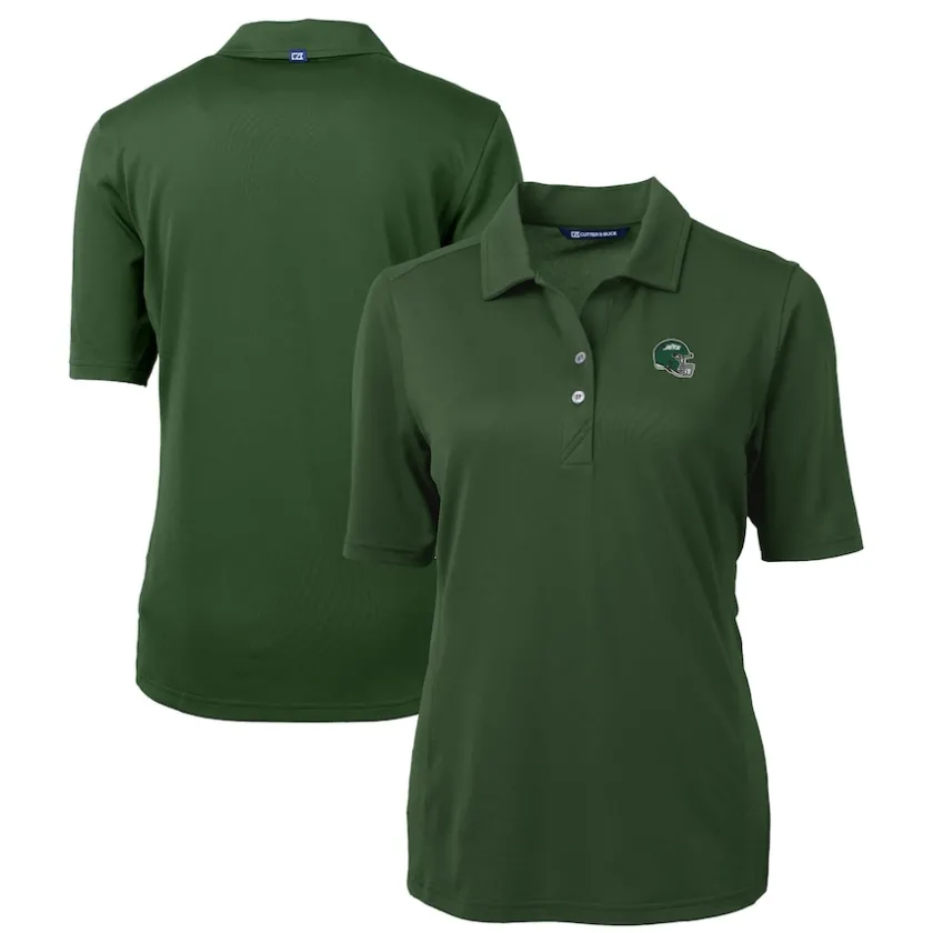 Polos^New York Jets Women's Cutter & Buck Hunter Green DryTec Virtue Eco Pique Recycled Polo