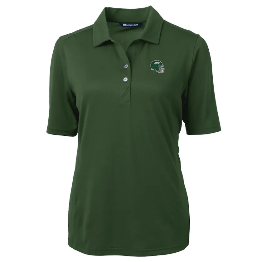Polos^New York Jets Women's Cutter & Buck Hunter Green DryTec Virtue Eco Pique Recycled Polo