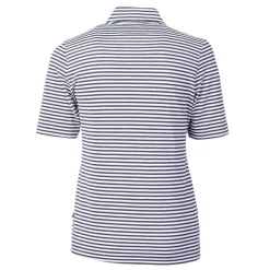 Sweaters & Dress Shirts^New York Jets Women's Cutter & Buck Navy DryTec Virtue Eco Pique Stripe Recycled Polo