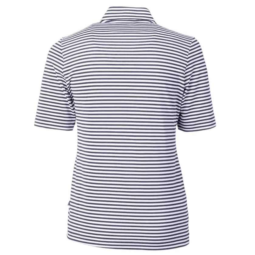 Sweaters & Dress Shirts^New York Jets Women's Cutter & Buck Navy DryTec Virtue Eco Pique Stripe Recycled Polo