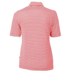 Sweaters & Dress Shirts^New York Jets Women's Cutter & Buck Red DryTec Virtue Eco Pique Stripe Recycled Polo
