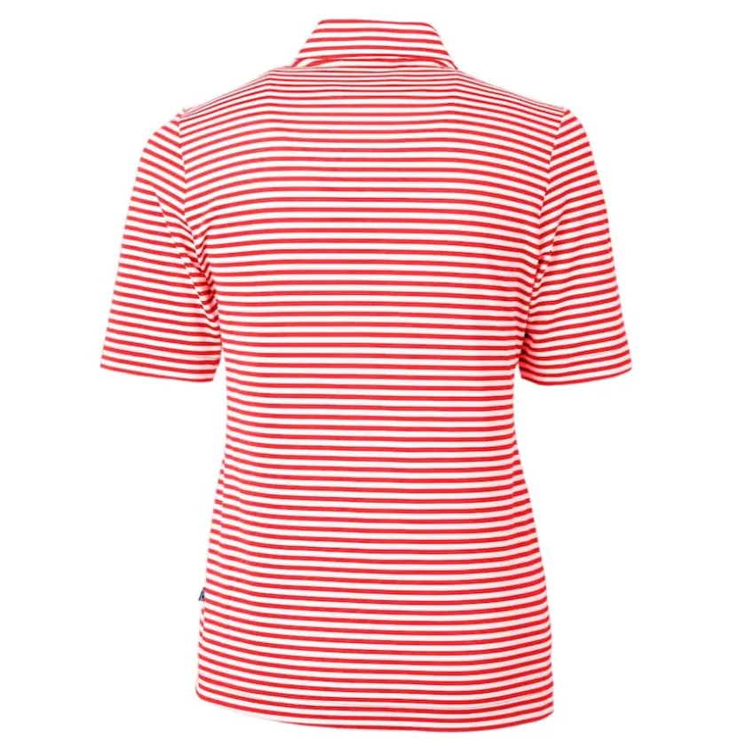 Sweaters & Dress Shirts^New York Jets Women's Cutter & Buck Red DryTec Virtue Eco Pique Stripe Recycled Polo