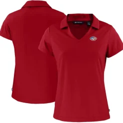 Polos^New York Jets Women's Cutter & Buck Red Daybreak Eco Recycled V-neck Polo