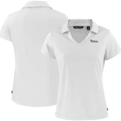 Polos^New York Jets Women's Cutter & Buck White Throwback Daybreak Eco Recycled V-Neck Polo