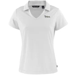 Polos^New York Jets Women's Cutter & Buck White Throwback Daybreak Eco Recycled V-Neck Polo