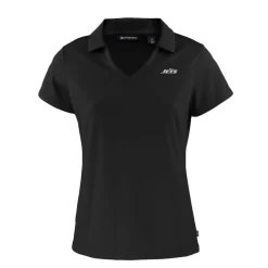 Polos^New York Jets Women's Cutter & Buck Black Monochromatic Logo Daybreak Eco Recycled V-Neck Polo