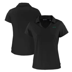 Polos^New York Jets Women's Cutter & Buck Black Primary Logo Daybreak Eco Recycled V-Neck Polo