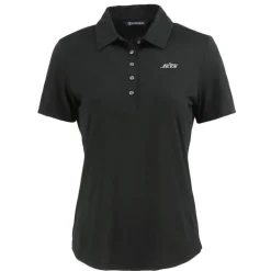 Polos^New York Jets Women's Cutter & Buck Black Monochromatic Logo Coastline Epic Comfort Eco Recycled Polo