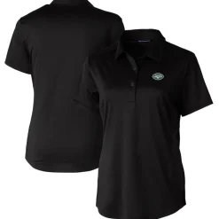 Polos^New York Jets Women's Cutter & Buck Black Prospect Textured Stretch Polo