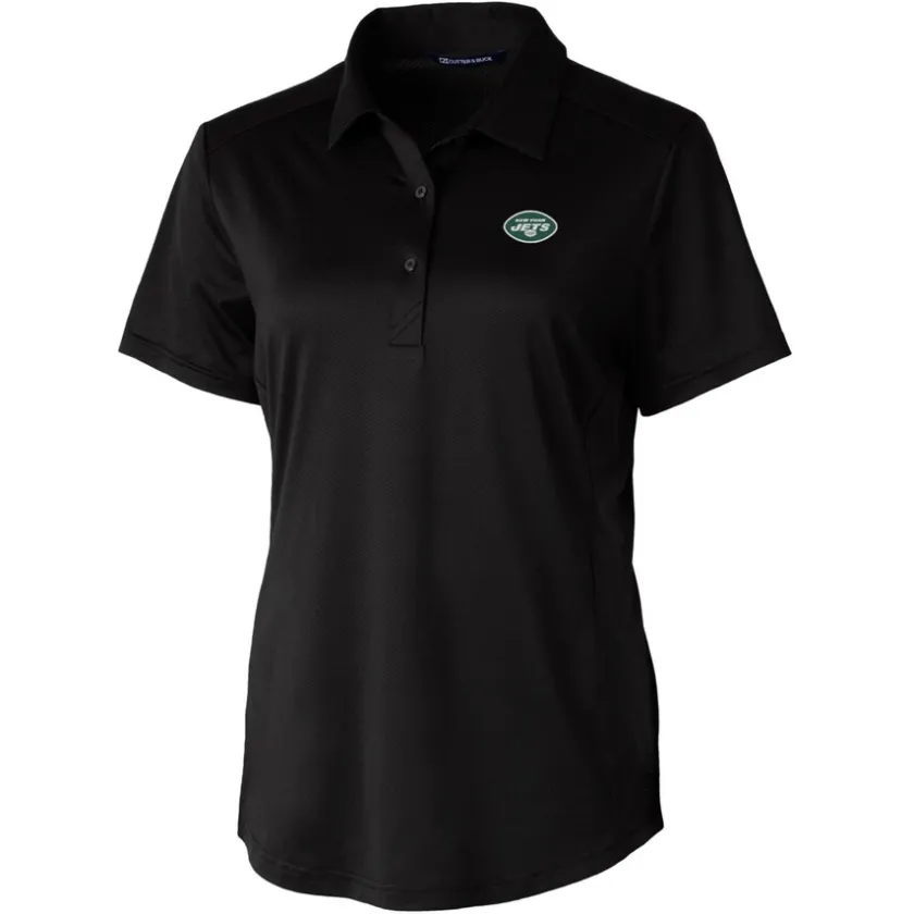 Polos^New York Jets Women's Cutter & Buck Black Prospect Textured Stretch Polo