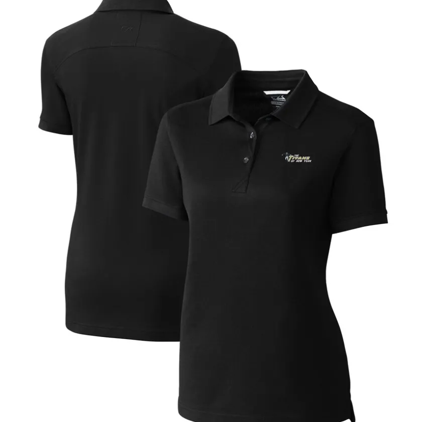 Polos^New York Jets Women's Cutter & Buck Black Throwback Logo Advantage Tri-Blend Pique Polo