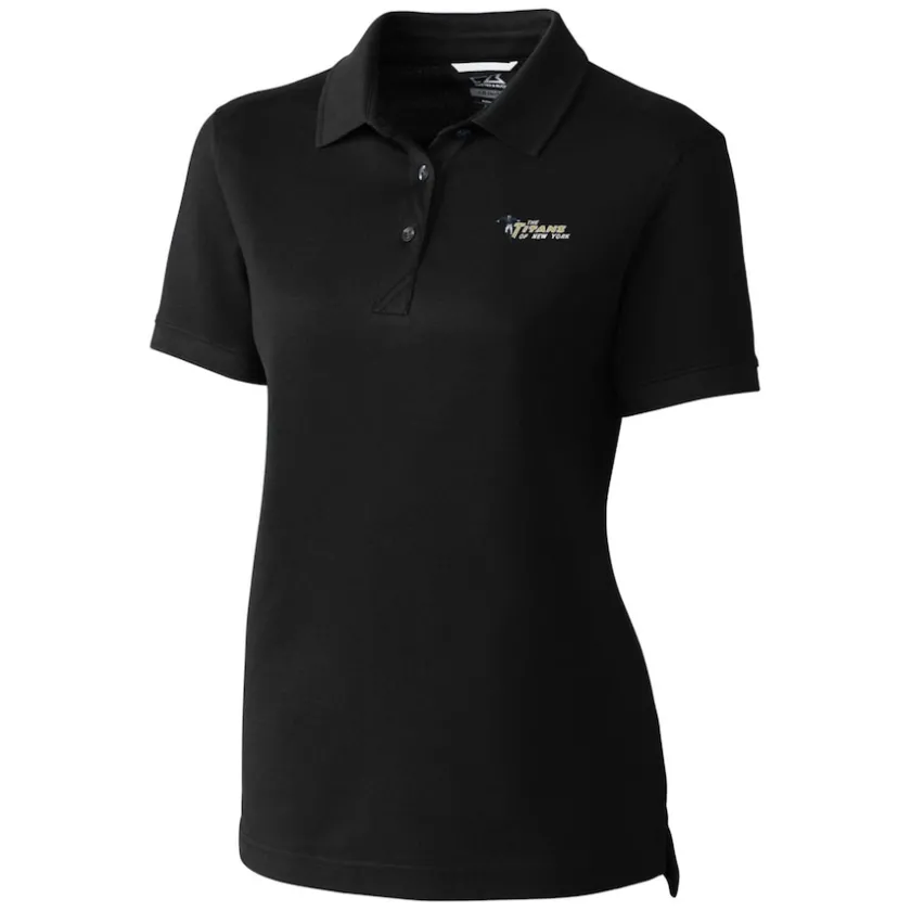 Polos^New York Jets Women's Cutter & Buck Black Throwback Logo Advantage Tri-Blend Pique Polo