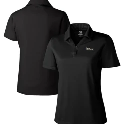 Polos^New York Jets Women's Cutter & Buck Black Throwback Logo Genre DryTec Textured Polo