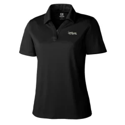 Polos^New York Jets Women's Cutter & Buck Black Throwback Logo Genre DryTec Textured Polo