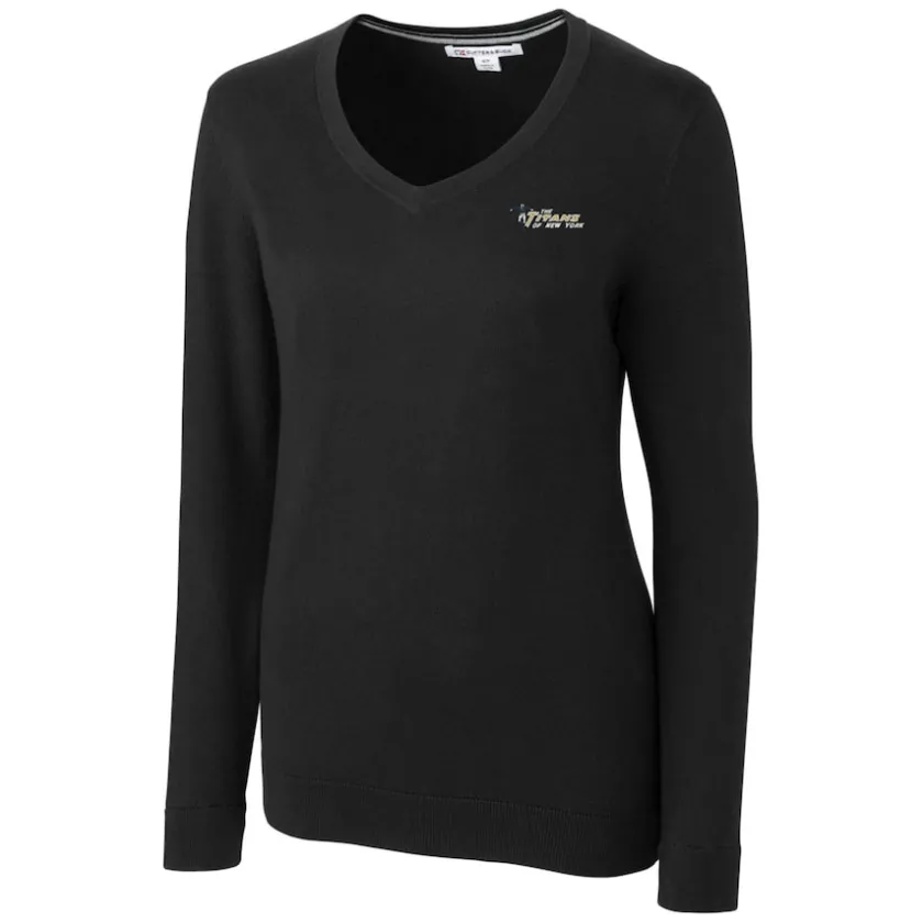Sweaters & Dress Shirts|Sweaters^New York Jets Women's Cutter & Buck Black Throwback Logo Lakemont Tri-Blend V-Neck Sweater