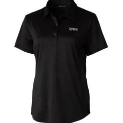 Polos^New York Jets Women's Cutter & Buck Black Throwback Logo Prospect Textured Stretch Polo