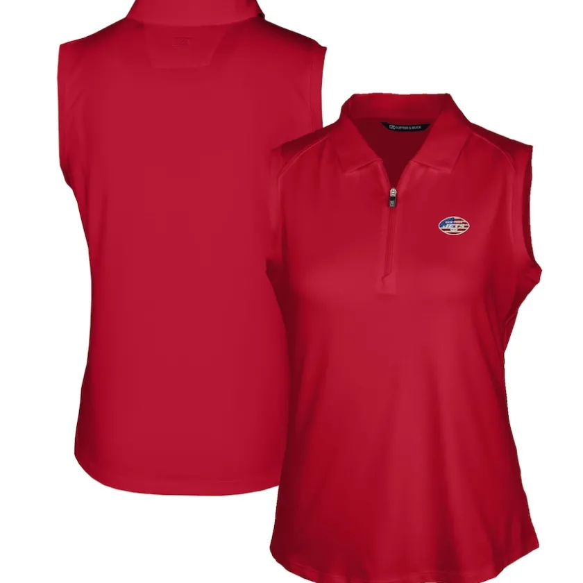 Polos^New York Jets Women's Cutter & Buck Cardinal Forge DryTec Stretch Sleeveless Polo