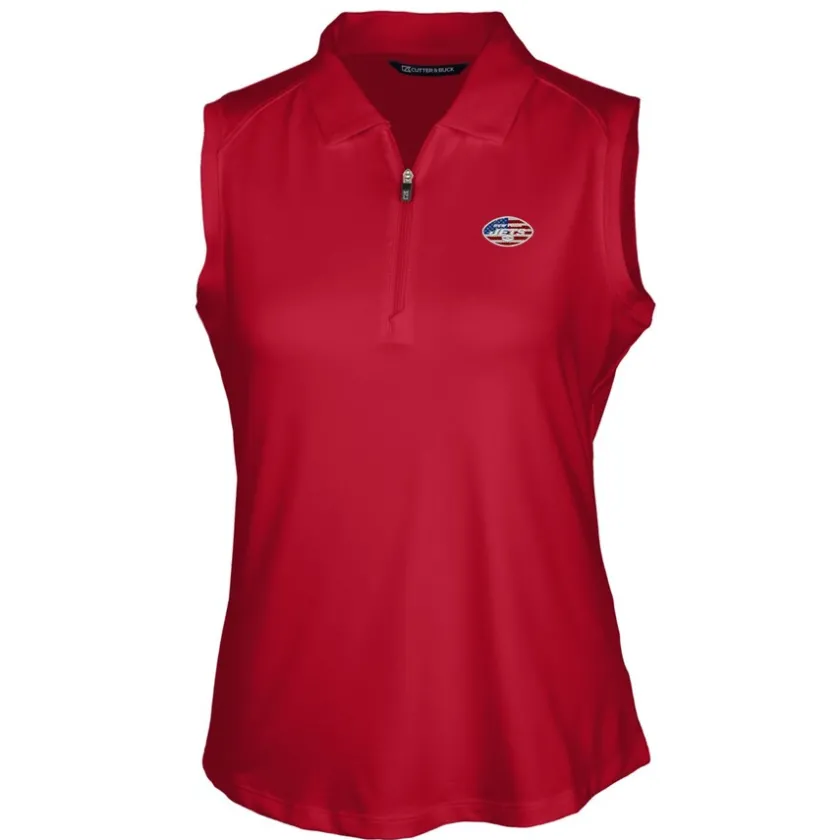 Polos^New York Jets Women's Cutter & Buck Cardinal Forge DryTec Stretch Sleeveless Polo