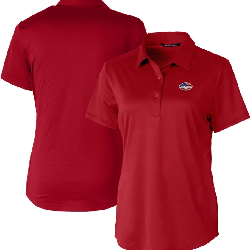 Polos^New York Jets Women's Cutter & Buck Cardinal Americana Prospect Textured Stretch Polo